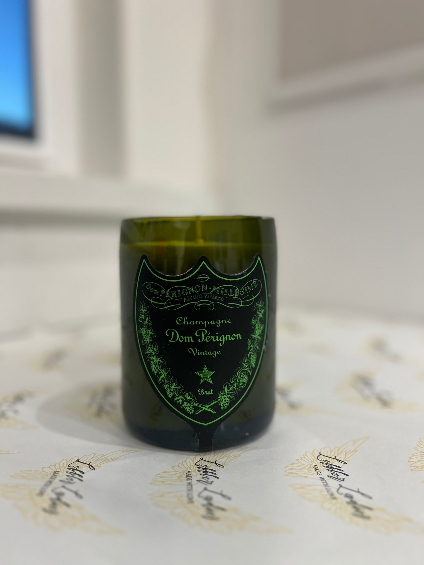 Dom Perignon Green Light up Label Candle - Jasmine Scent
